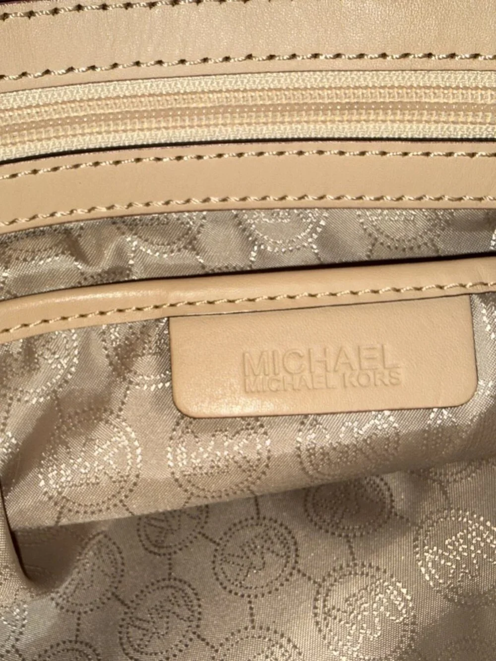 Michael Kors Large Vanilla Signature Logo Laptop Satchel Crossbody Bag